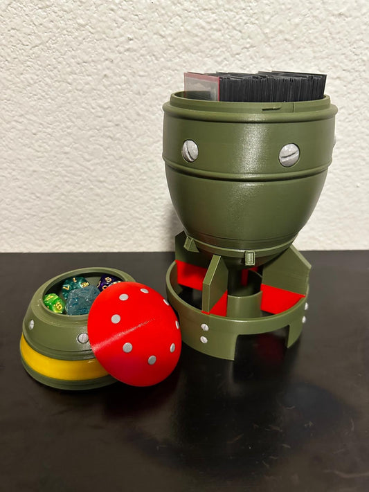 Mini Nuke Deck Box – MTG Commander Vault | Fallout-Inspired Atomic Storage with Dice Storage